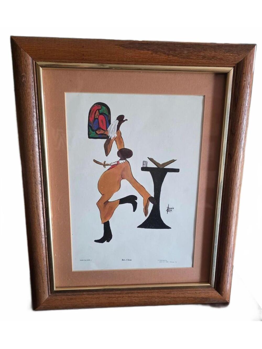 Annie Lee Rev Clem Framed Print Black Folk Art Decor 16"x13"
